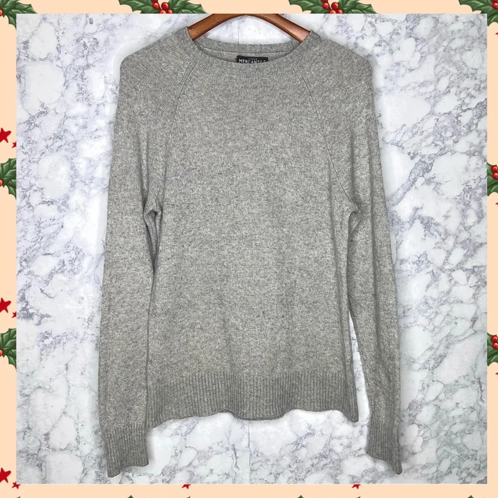 J. Crew Men’s LAMBSWOOL Blend Gray Knit Sweater Small Unisex PinkRainCloud